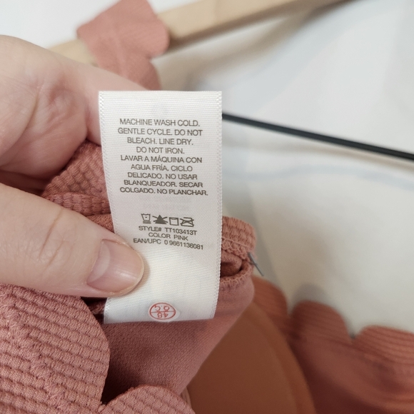 Time and Tru NWT Women's Swim‎ Top Size M Rose Pink Scalloped Summer Resortwear - Picture 6 of 8